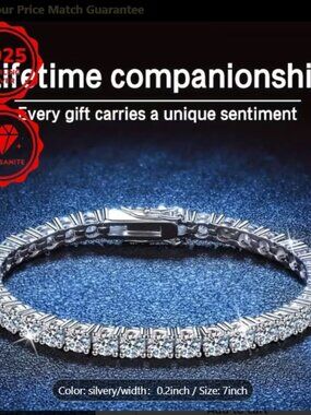 Luxury S925 5mm Sterling Silvery Moissanite Tennis Bracelet - 7 Inches